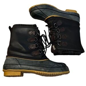 Duck Boots Womens Size 9 Black Leather Insulated Thermolite Winter Snow Boots